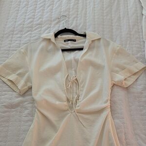 Zara Cream Tie-Front Dress